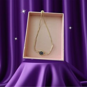 Evil Eye Pave Slider/Bolo Bracelet NIB OSFM